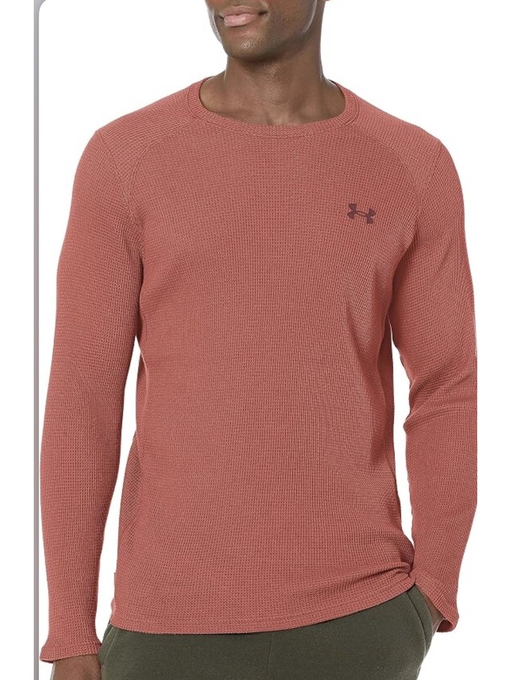 Under Armour Waffle Max Thermal Long Sleeve Crew Shirt Dusty Rose Red Size M